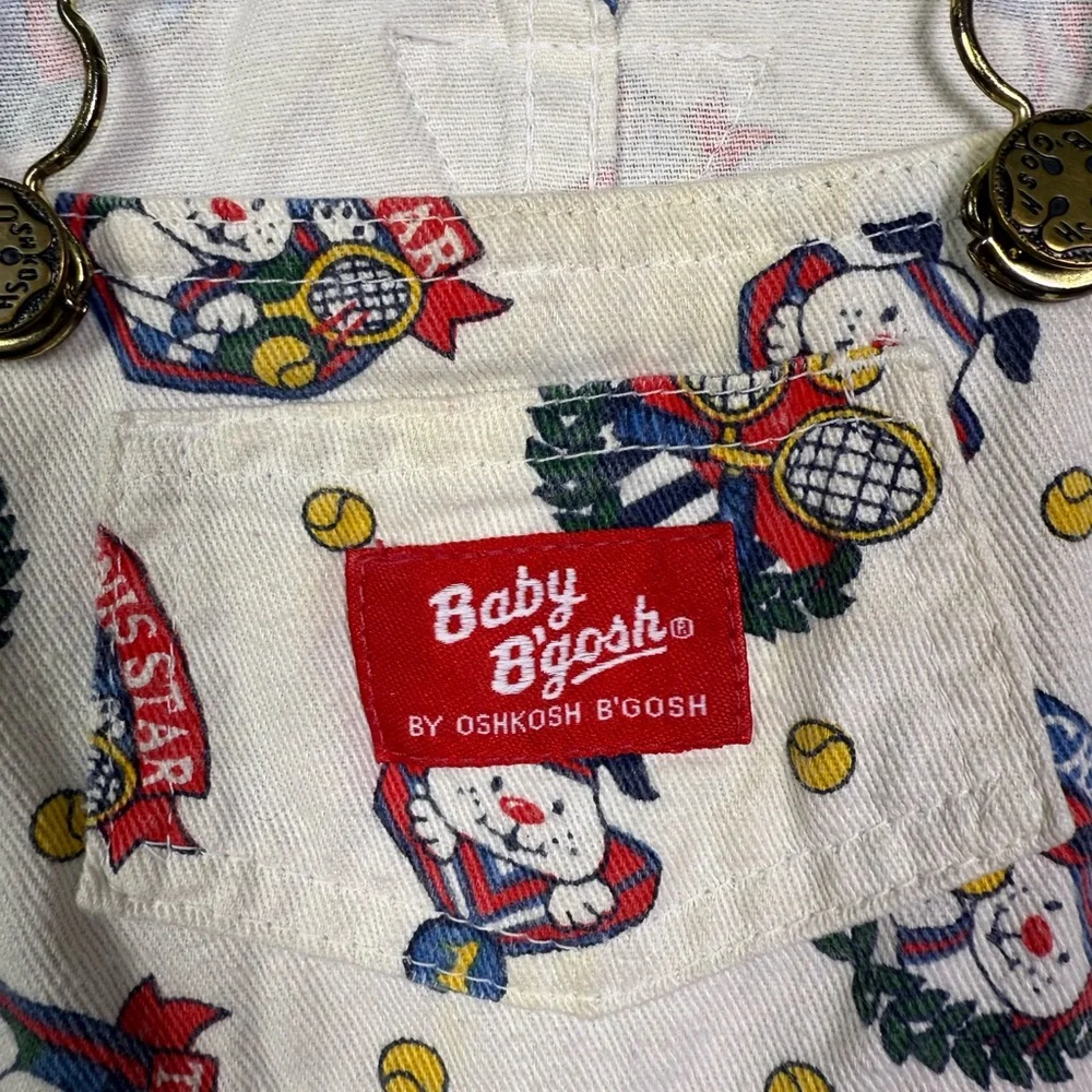 Kids Vintage OshKosh Baby B'Gosh Overalls AOP Tennis‎ Dog overalls Shortalls